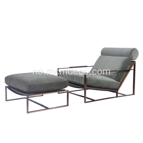 Moderne Milo Baughman Fabric Lounge Chair with Ottoman